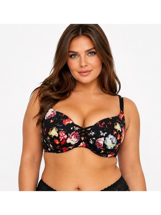 torrid Other - Torrid 40DDD Floral Push Up Plunge Bra Black 360 Back Smoothing NWT